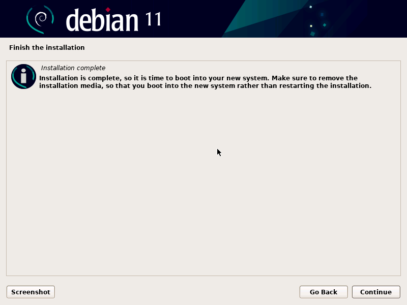 Debian 11 installation complete