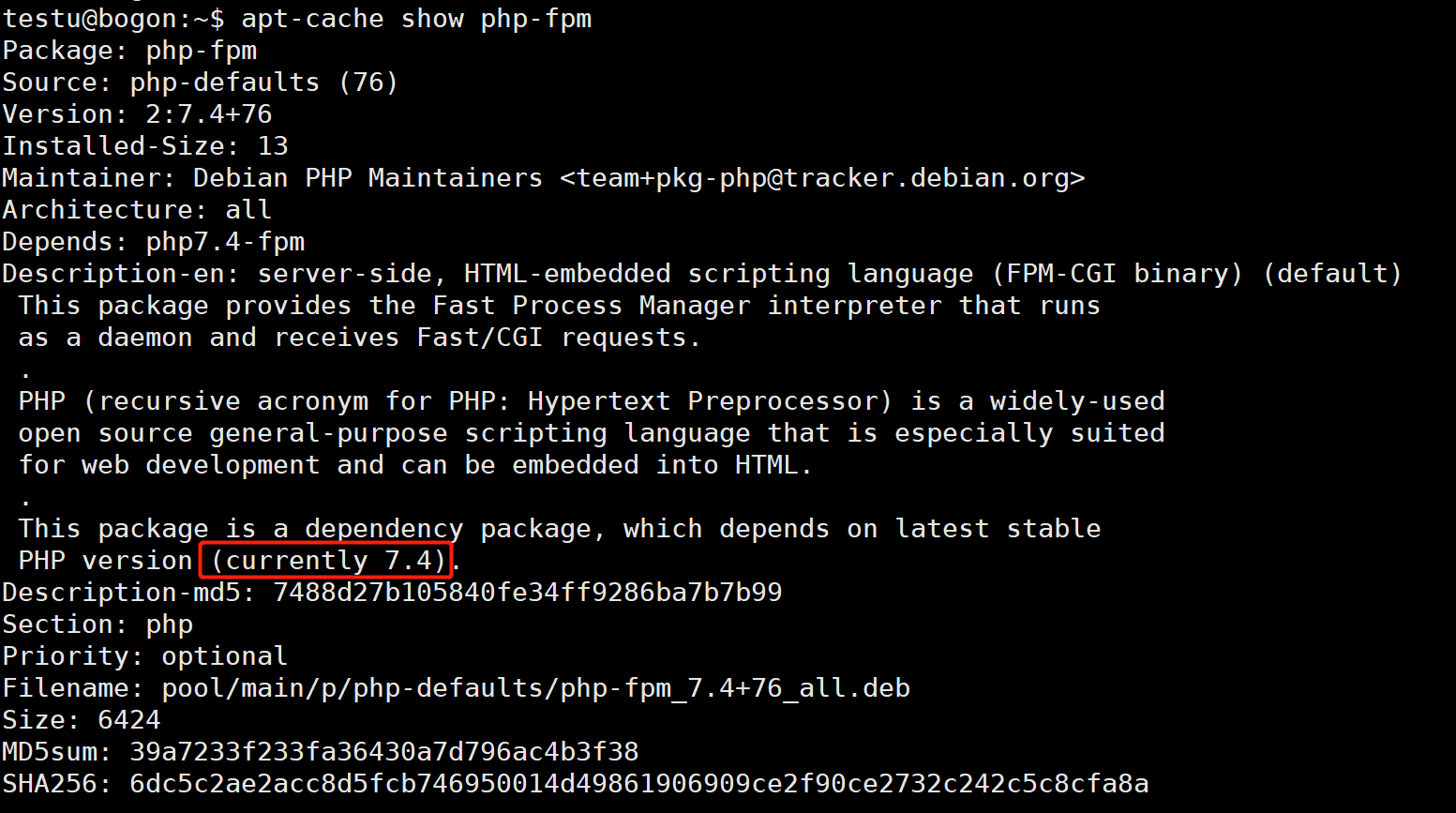 Debian 11自带源默认php-fpm 7.4版本